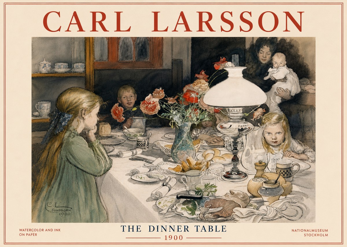 Carl Larsson The Dinner Table No6 - Juliste