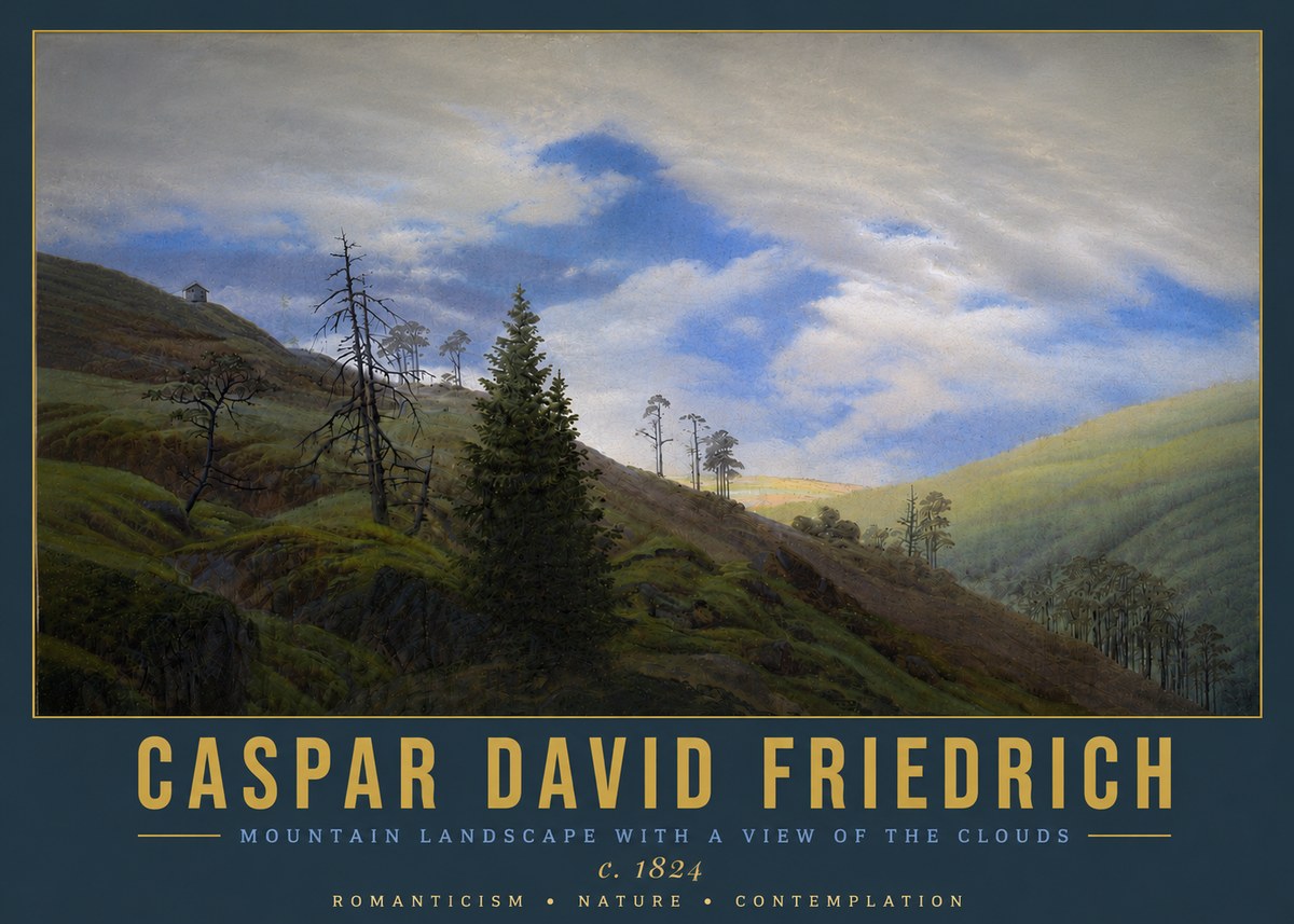 Caspar David Friedrich Mountain Landscape with a View of the Clouds No5 - Juliste
