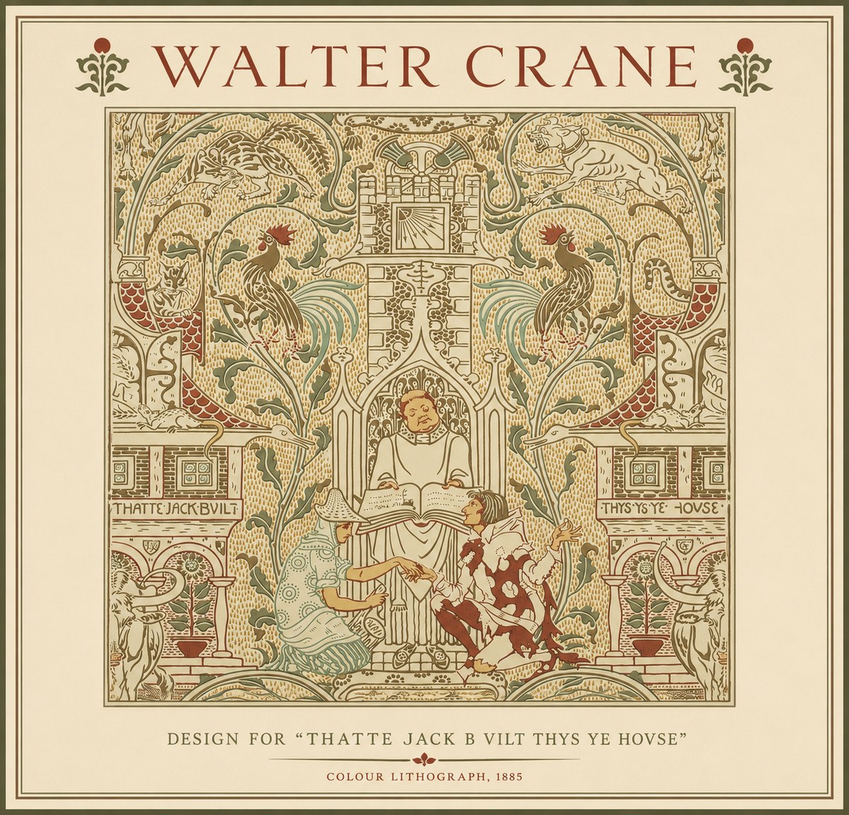 Walter Crane Design for "Thatte Jack B Vilt Thys Ye Hovse" No3 - Juliste