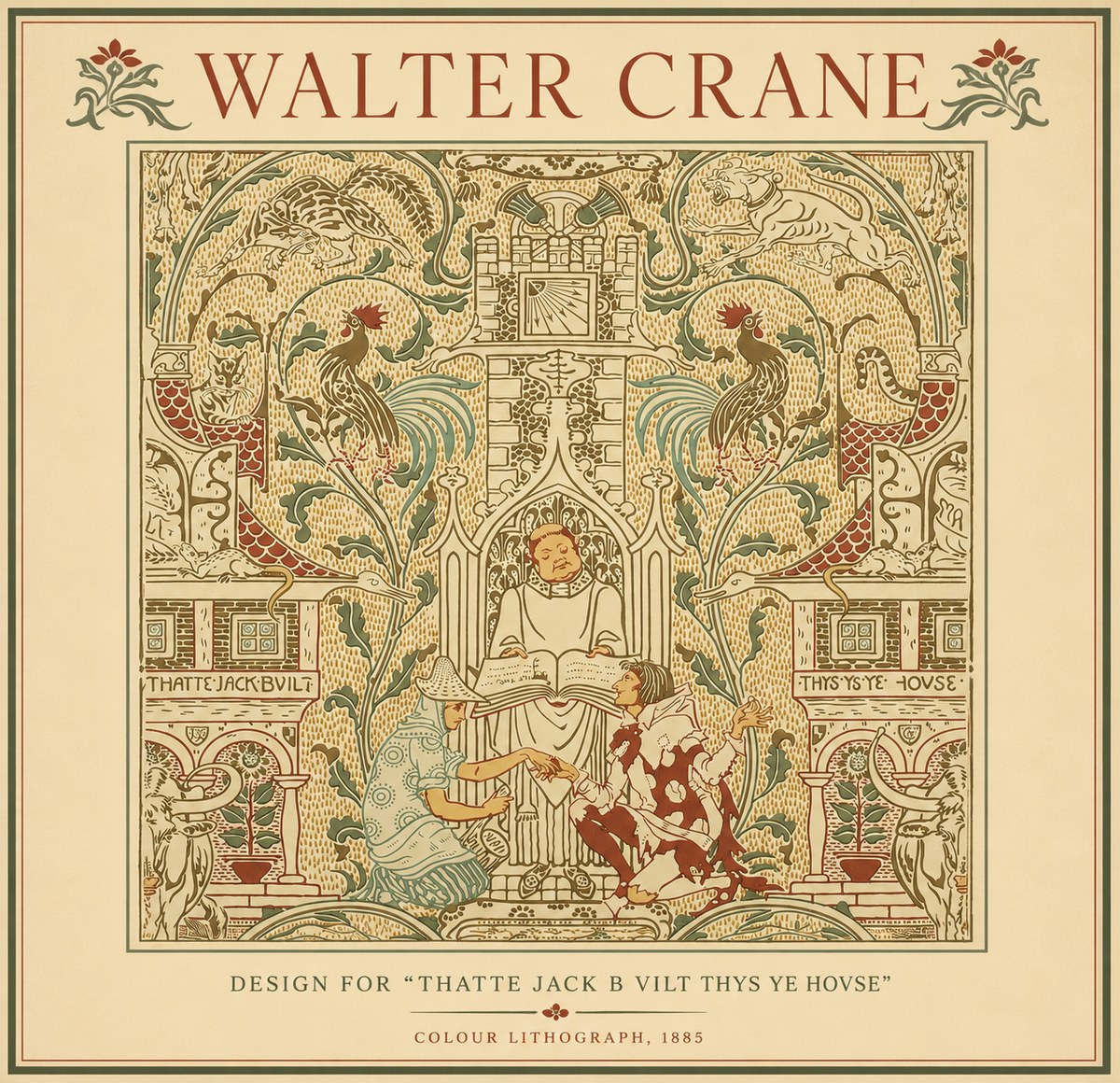 Walter Crane Design for "Thatte Jack B Vilt Thys Ye Hovse" No4 - Juliste