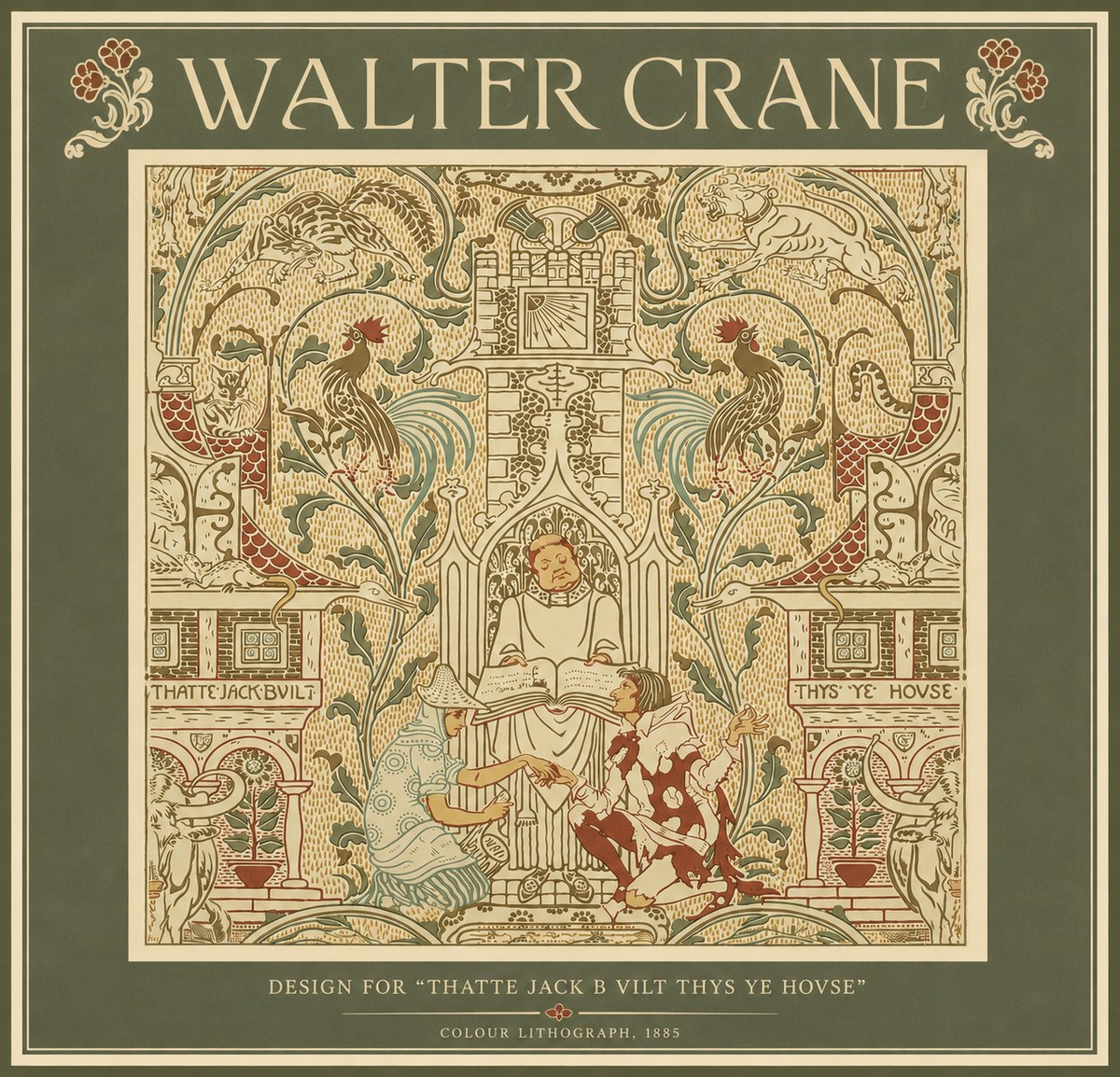 Walter Crane Design for "Thatte Jack B Vilt Thys Ye Hovse" No5 - Juliste