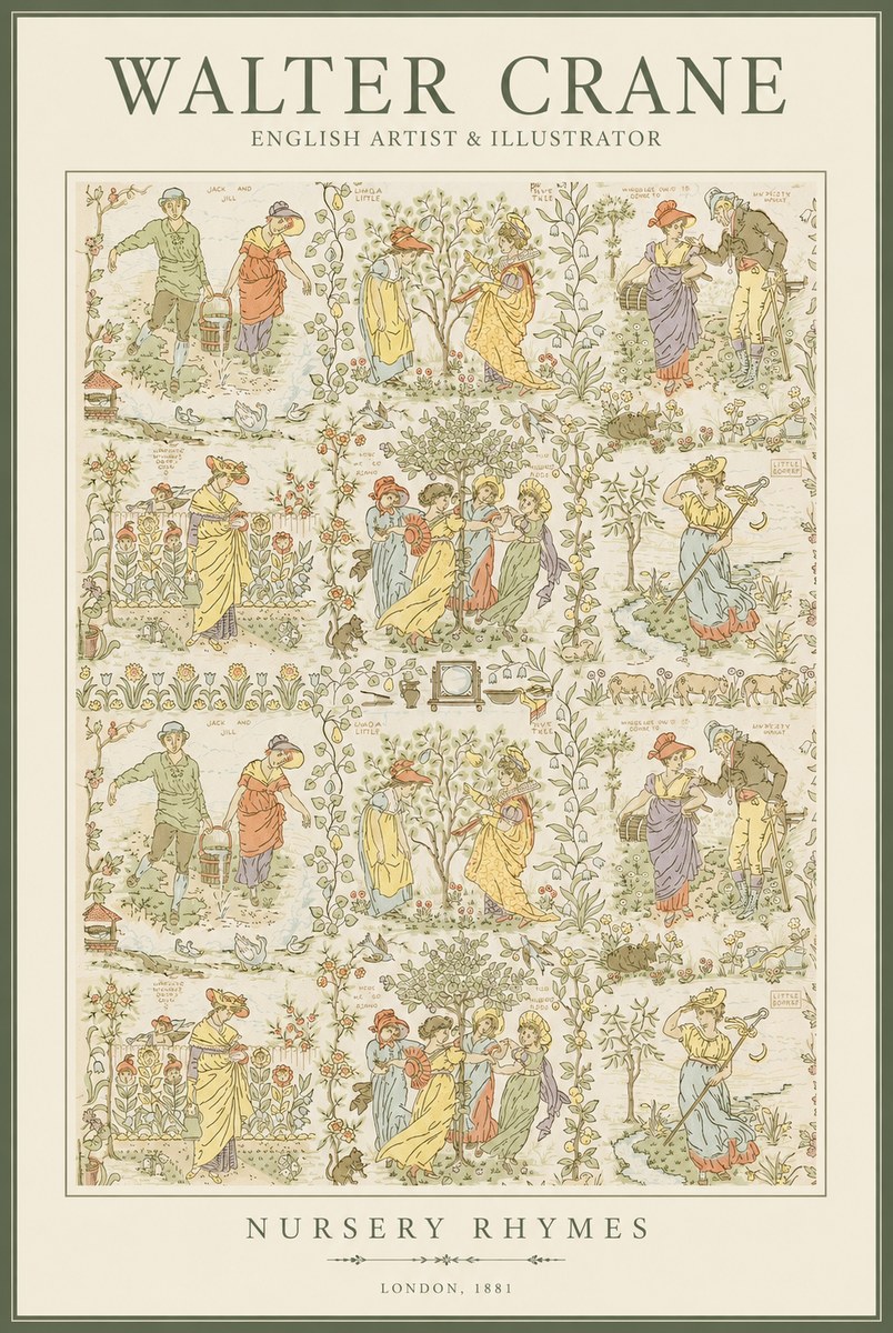 Walter Crane Nursery Rhymes No1 - Juliste