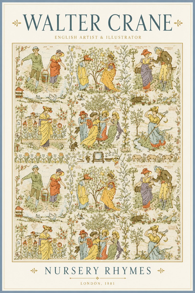 Walter Crane Nursery Rhymes No4 - Juliste