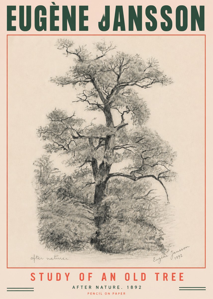 Eugène Jansson Study of an Old Tree No3 - Juliste