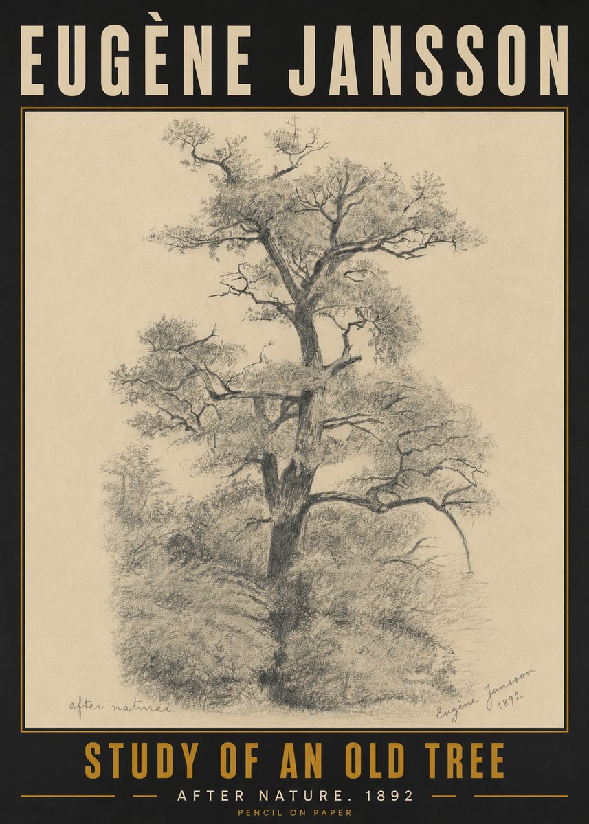 Eugène Jansson Study of an Old Tree No5 - Juliste