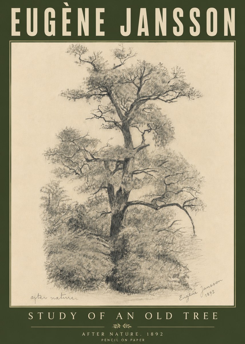 Eugène Jansson Study of an Old Tree No6 - Juliste