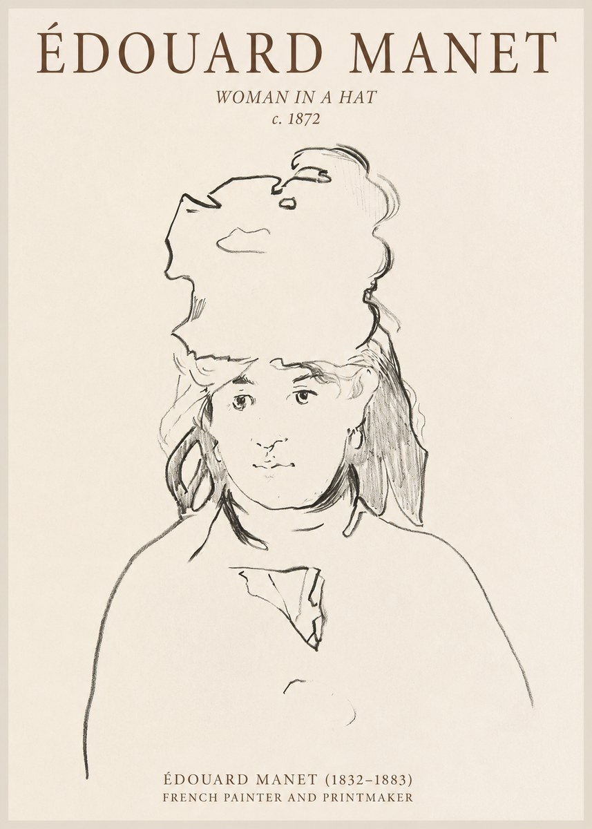 Édouard Manet Woman in a Hat No1 - Juliste