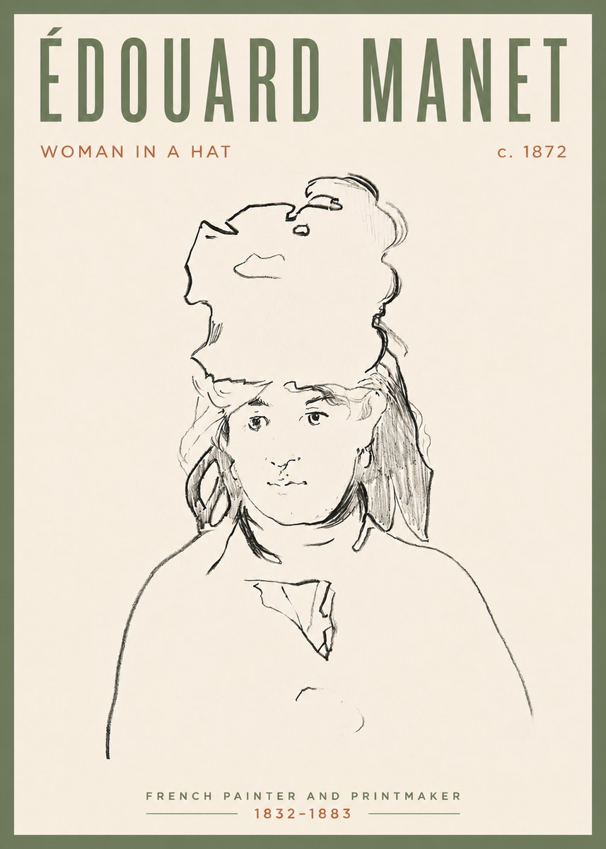 Édouard Manet Woman in a Hat No4 - Juliste