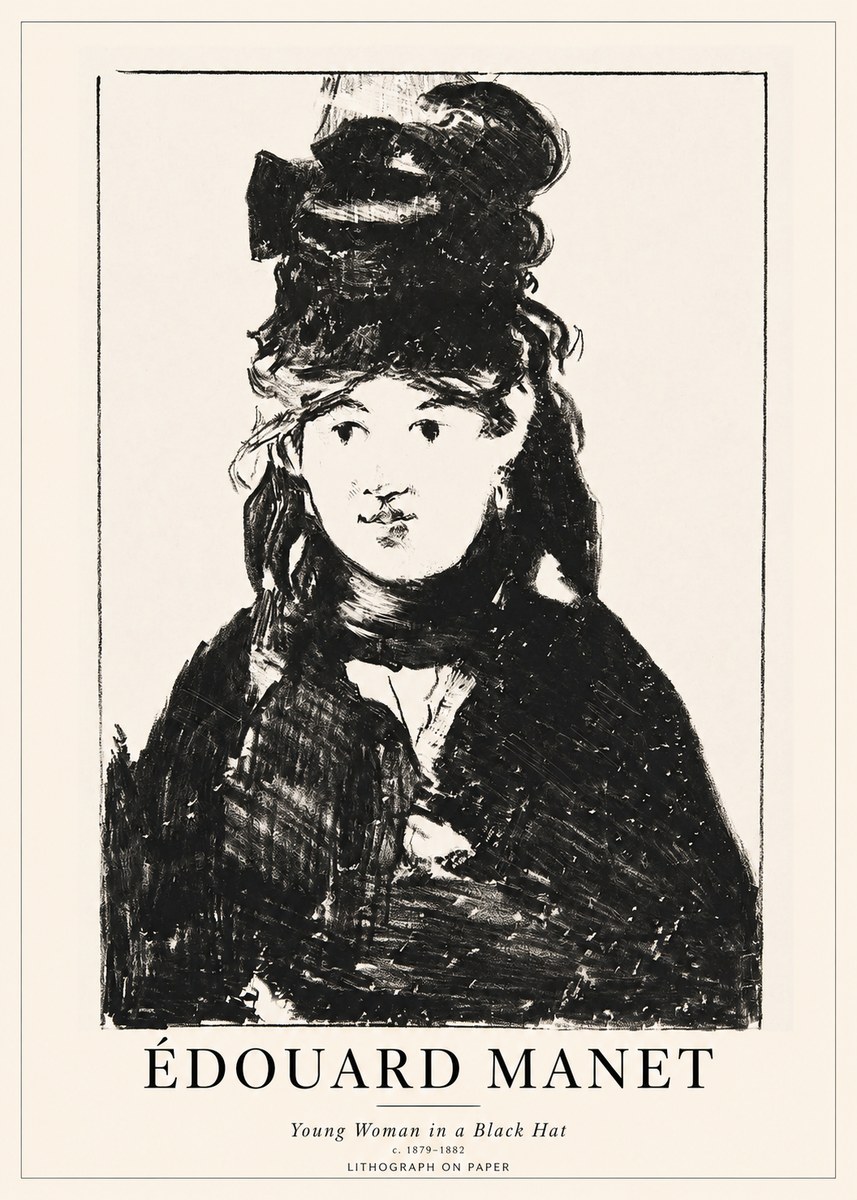 Édouard Manet Young Woman in a Black Hat II No1 - Juliste