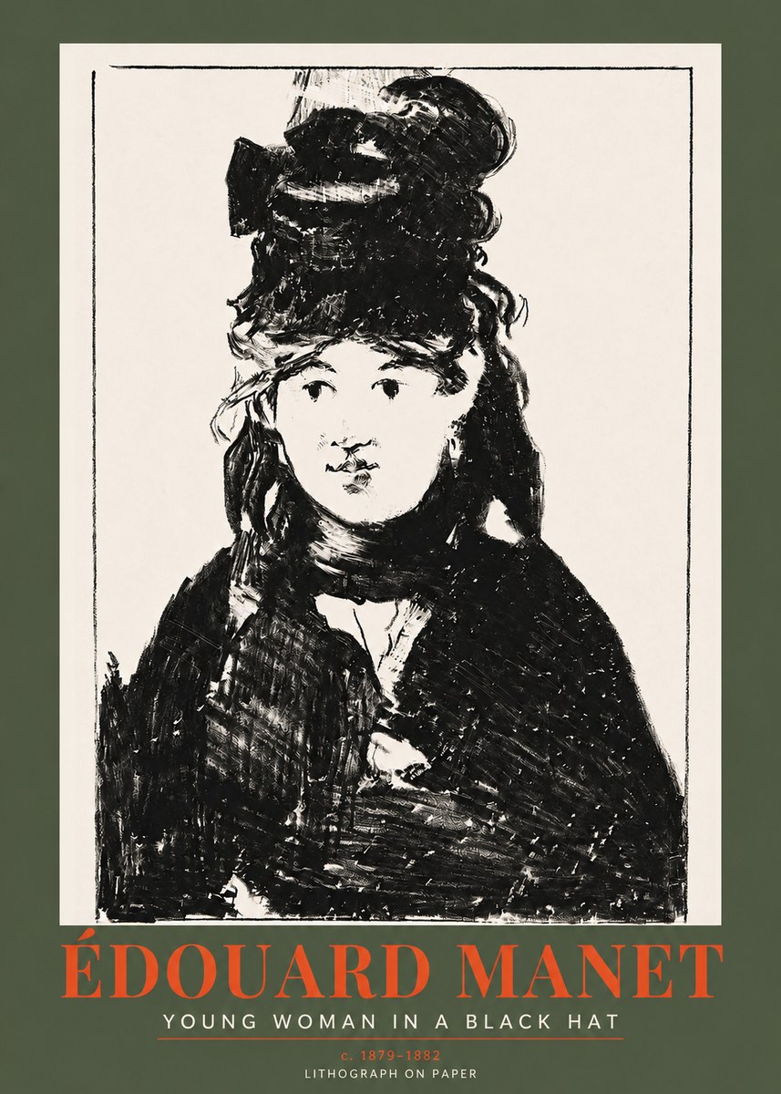 Édouard Manet Young Woman in a Black Hat II No2 - Juliste