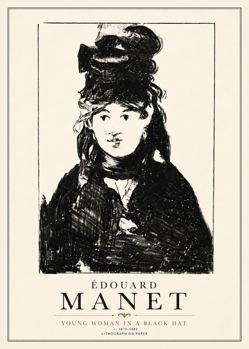 Édouard Manet Young Woman in a Black Hat II No4 - Juliste