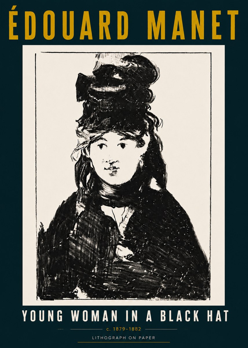 Édouard Manet Young Woman in a Black Hat II No5 - Juliste