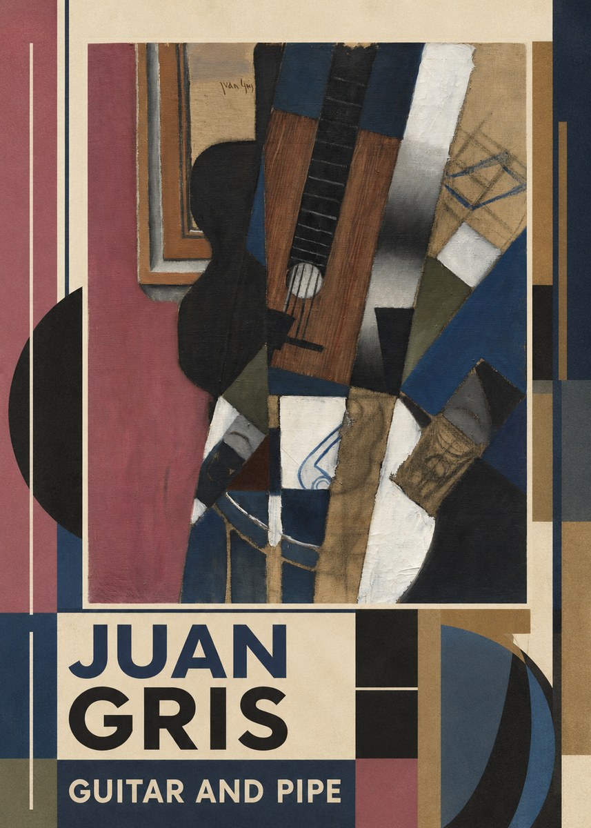 Juan Gris Guitar and Pipe I No5 - Juliste