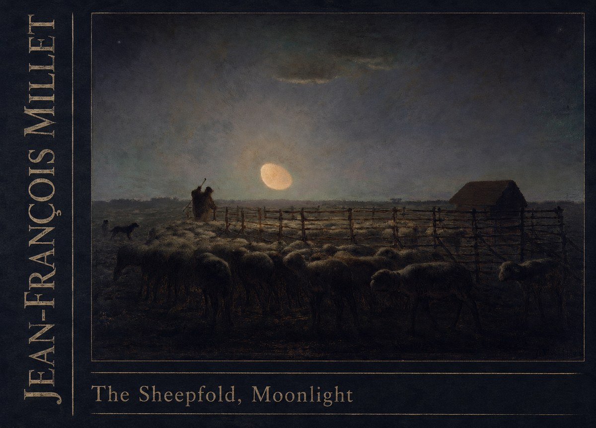 Jean-François Millet The Sheepfold, Moonlight No3 - Juliste