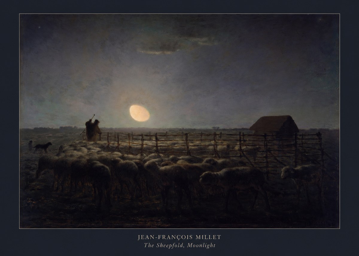 Jean-François Millet The Sheepfold, Moonlight No5 - Juliste