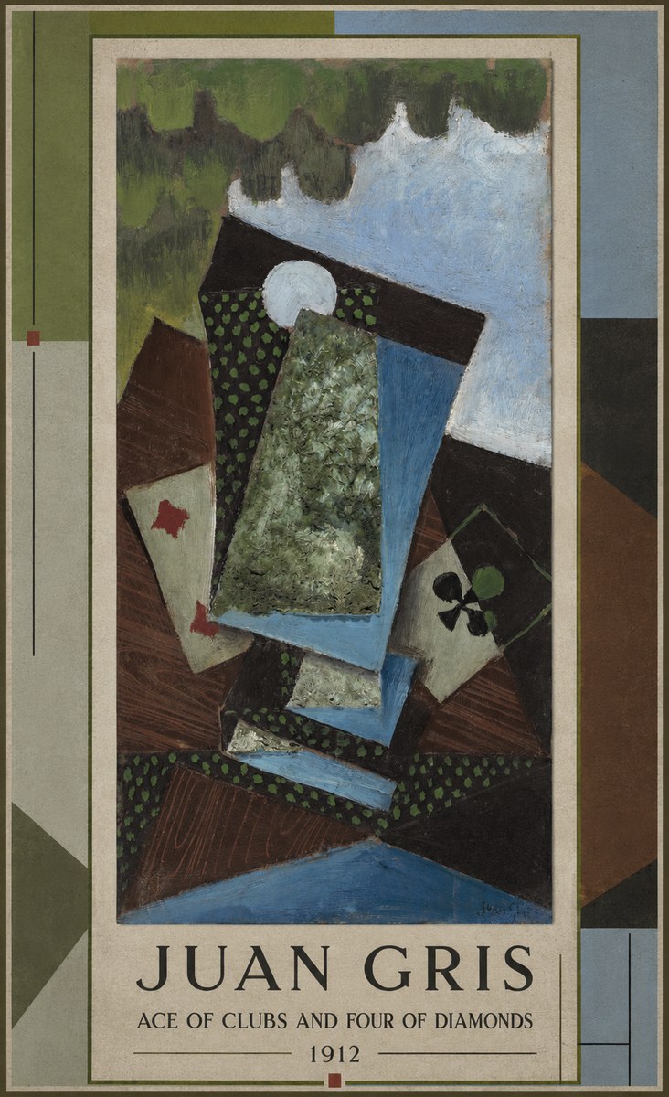Juan Gris Ace of Clubs and Four of Diamonds No1 - Juliste