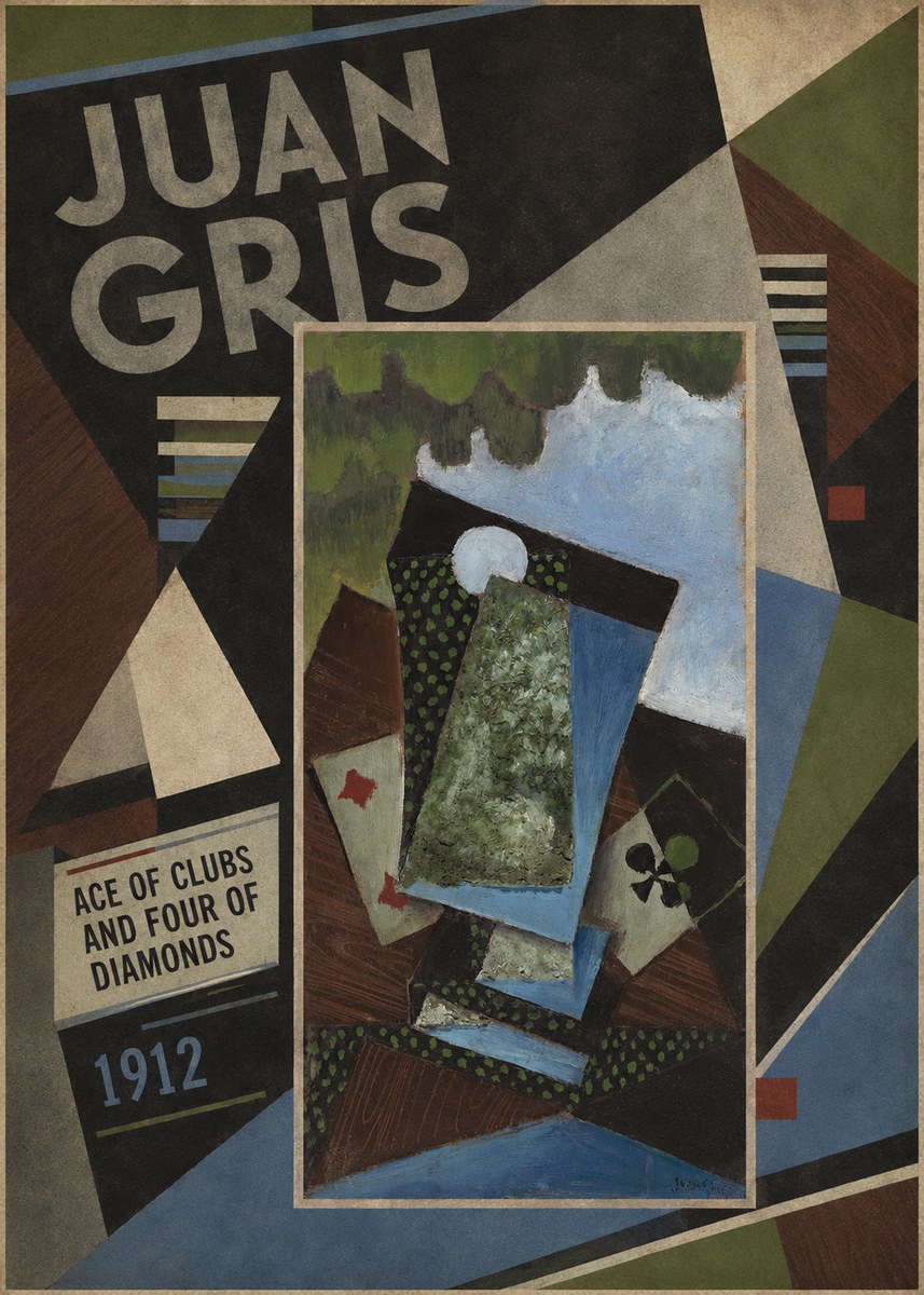 Juan Gris Ace of Clubs and Four of Diamonds No2 - Juliste