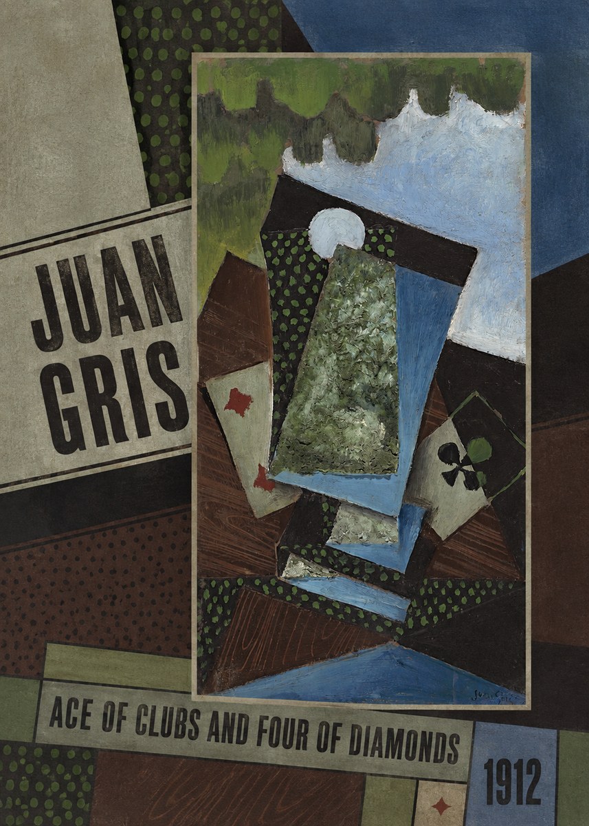 Juan Gris Ace of Clubs and Four of Diamonds No4 - Juliste