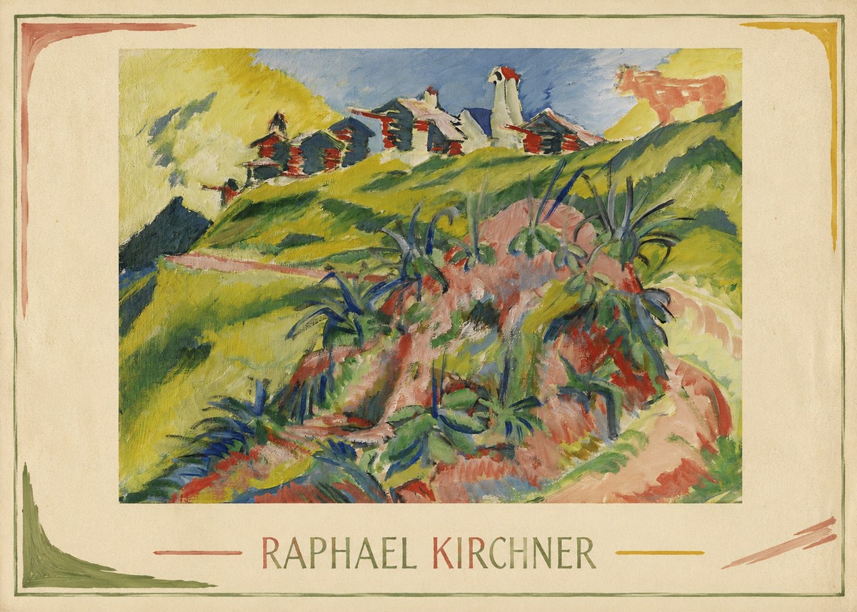 Raphael Kirchner Hillside Dwellings with Alpine Cow No2 - Juliste