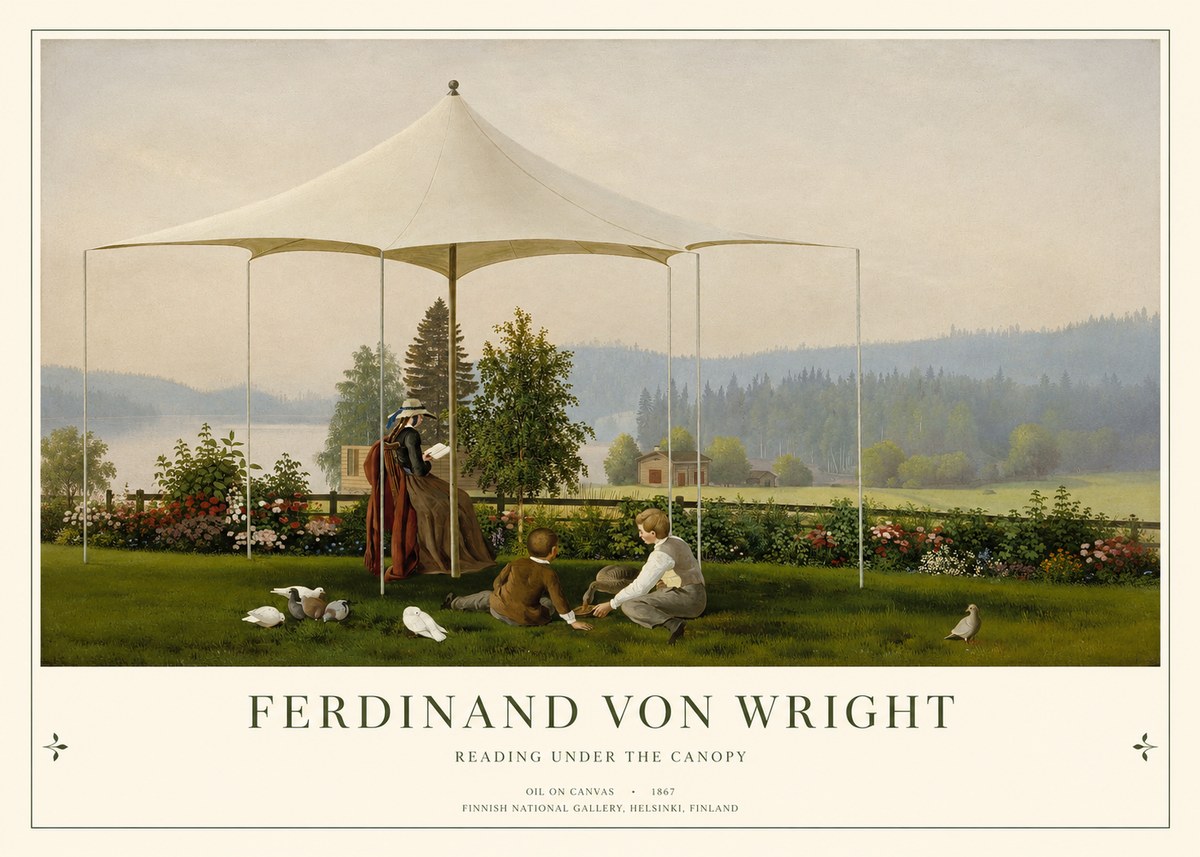 Ferdinand von Wright Reading Under the Canopy No1 - Juliste