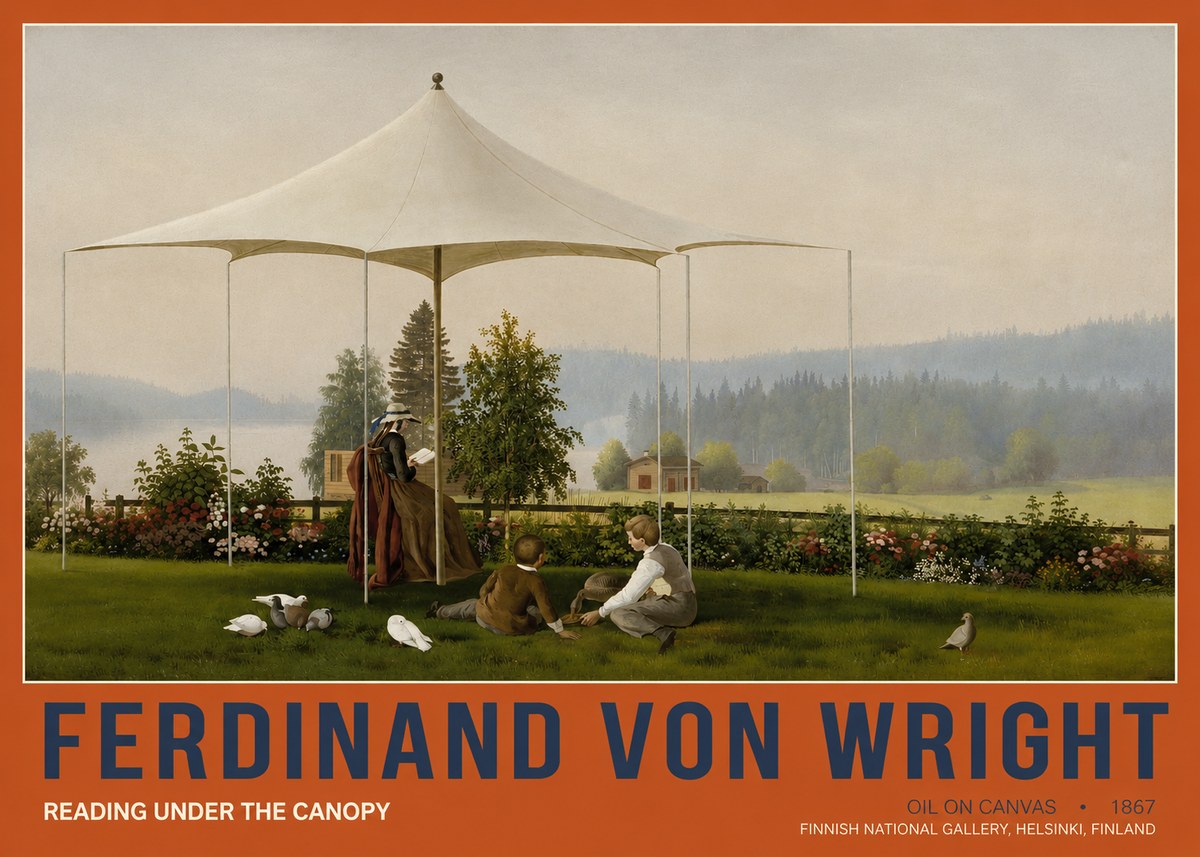 Ferdinand von Wright Reading Under the Canopy No2 - Juliste