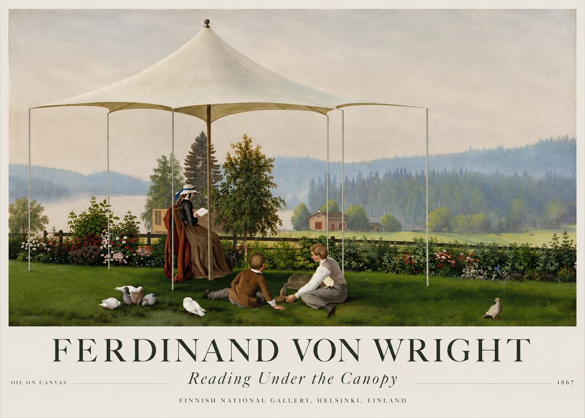 Ferdinand von Wright Reading Under the Canopy No4 - Juliste