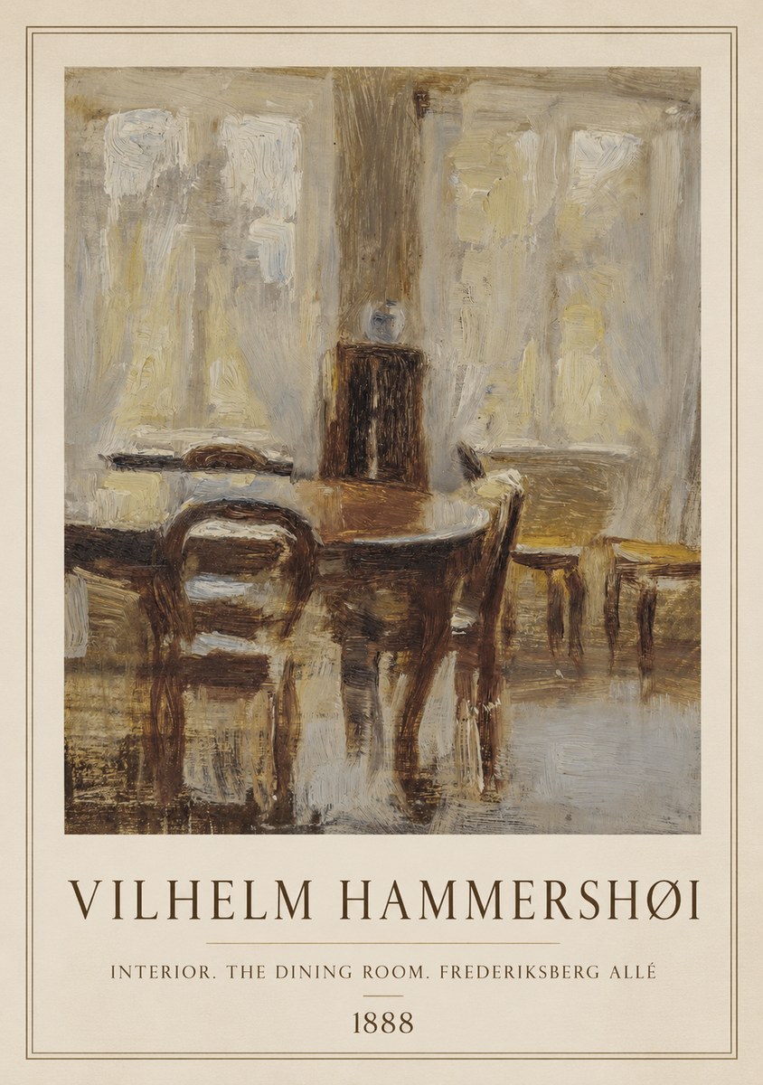 Vilhelm Hammershøi Interior. the Dining Room. Frederiksberg Allé No1 - Juliste