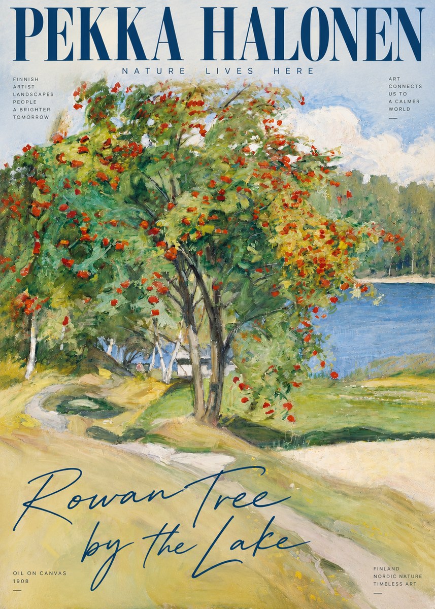 Pekka Halonen Rowan Tree by the Lake No3 - Juliste