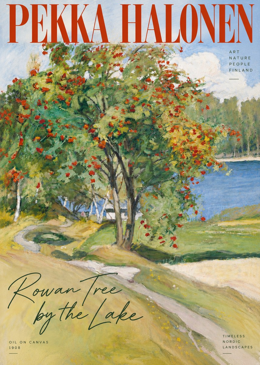 Pekka Halonen Rowan Tree by the Lake No5 - Juliste