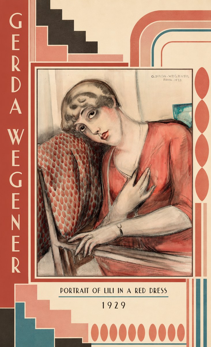 Gerda Wegener Portrait of Lili in a Red Dress No5 - Juliste