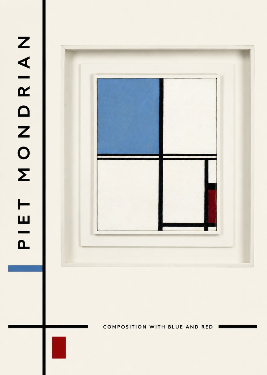 Piet Mondrian Composition with Blue and Red No2 - Juliste