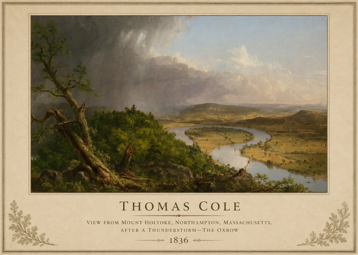 Thomas Cole View from Mount Holyoke, Northampton, Massachusetts, After a Thunderstorm—the Oxbow II No2 - Juliste