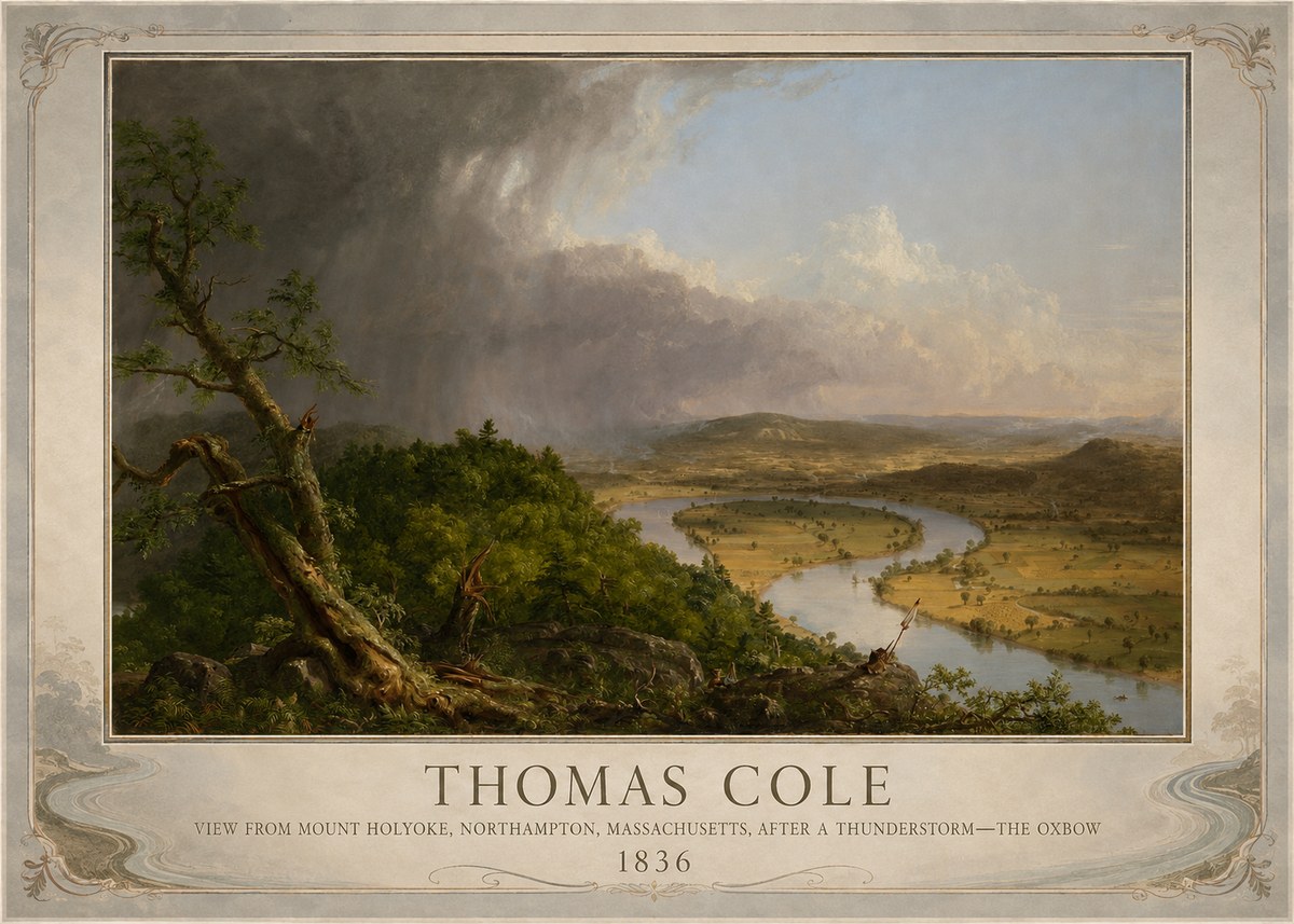 Thomas Cole View from Mount Holyoke, Northampton, Massachusetts, After a Thunderstorm—the Oxbow II No6 - Juliste