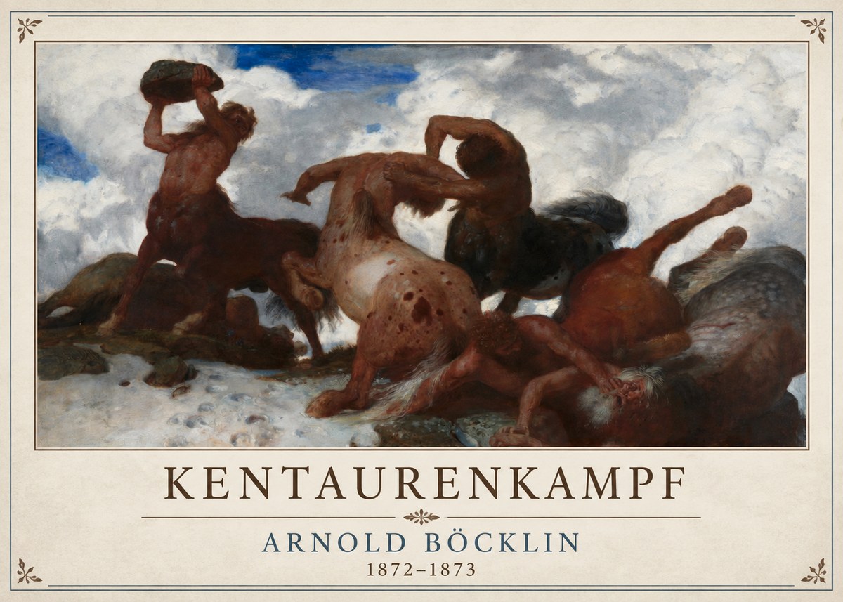 Arnold Böcklin Kentaurenkampf No4 - Juliste