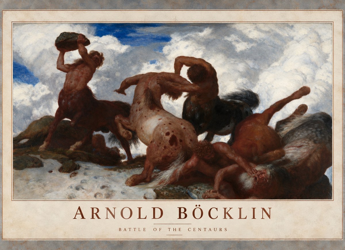 Arnold Böcklin Kentaurenkampf No6 - Juliste