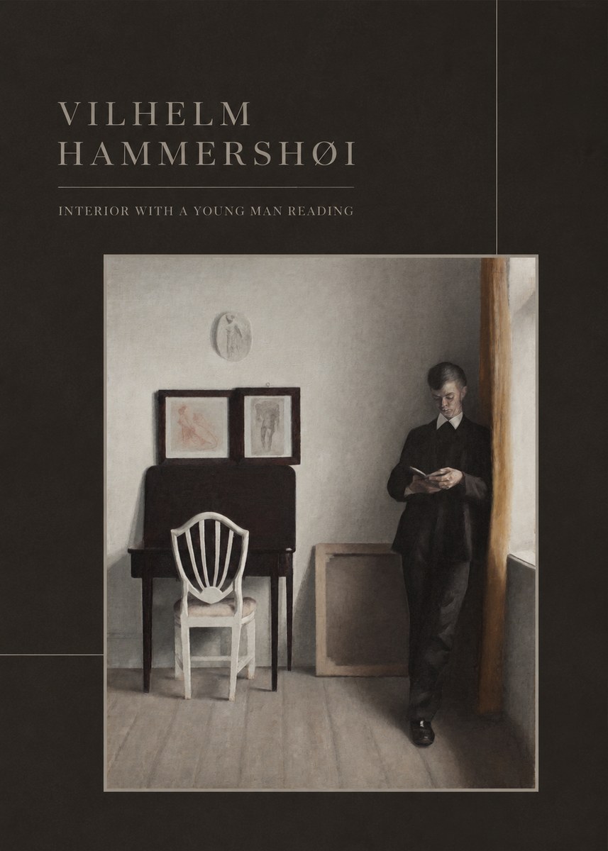 Vilhelm Hammershøi Interior with a Young Man Reading No3 - Juliste