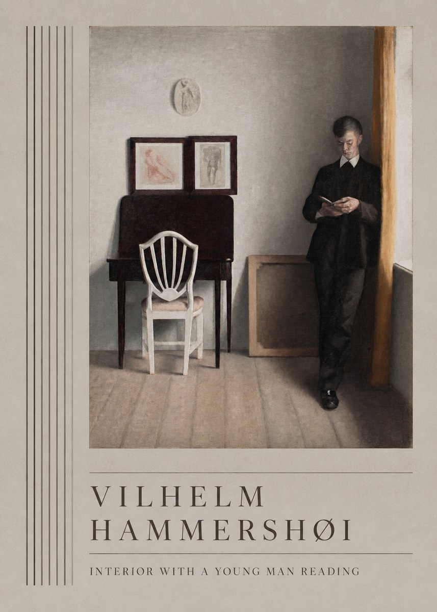 Vilhelm Hammershøi Interior with a Young Man Reading No5 - Juliste