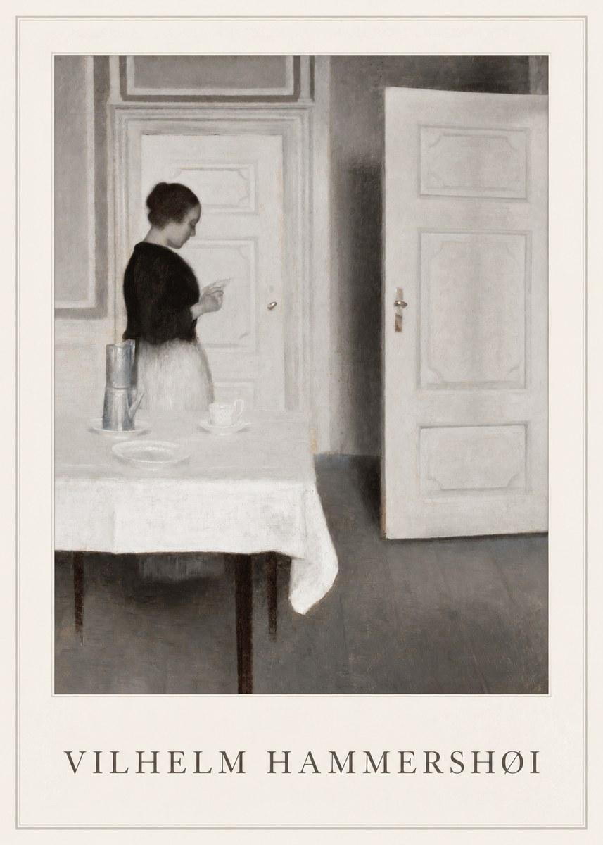 Vilhelm Hammershøi Interior with a Woman Reading a Letter No1 - Juliste