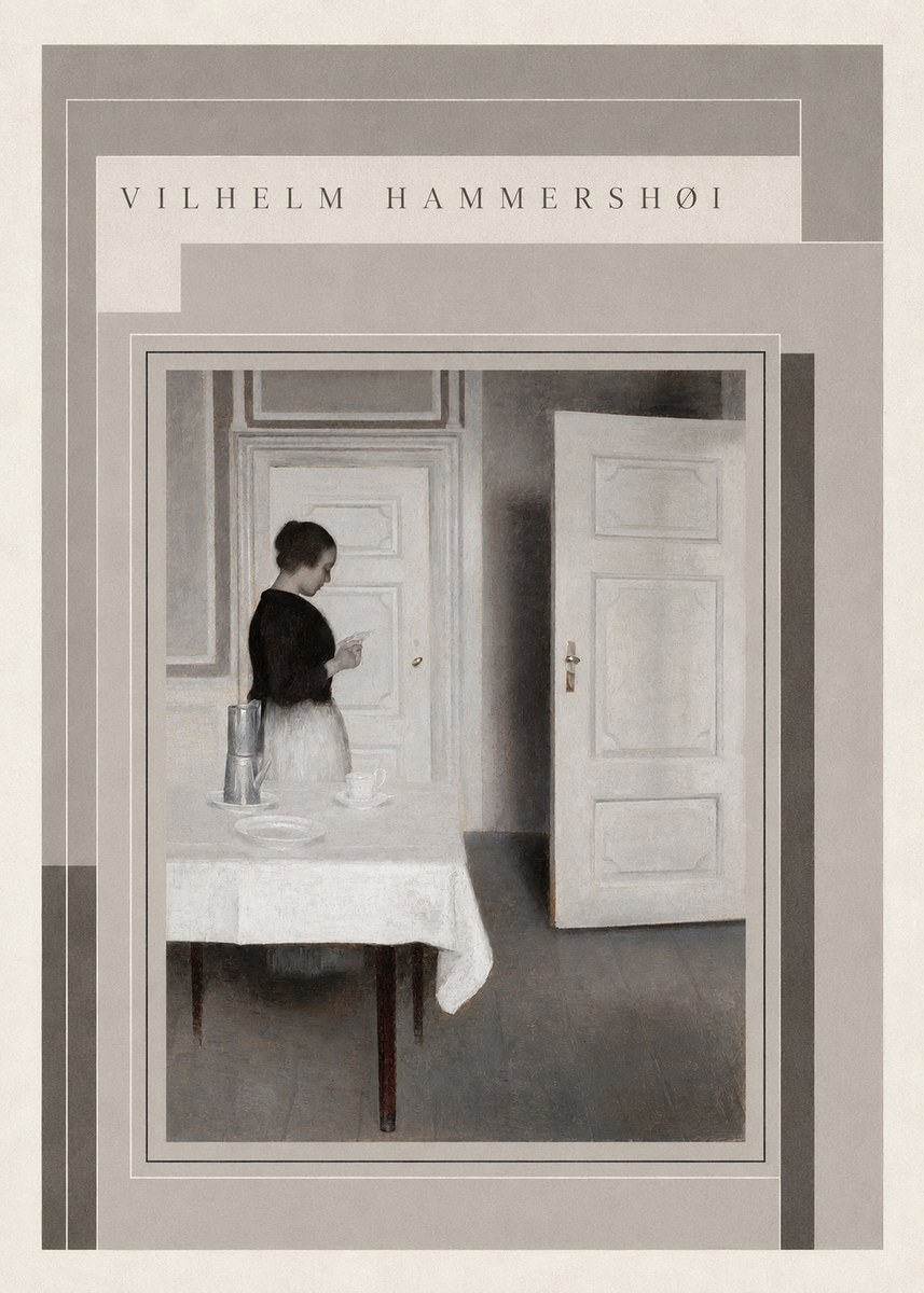 Vilhelm Hammershøi Interior with a Woman Reading a Letter No3 - Juliste