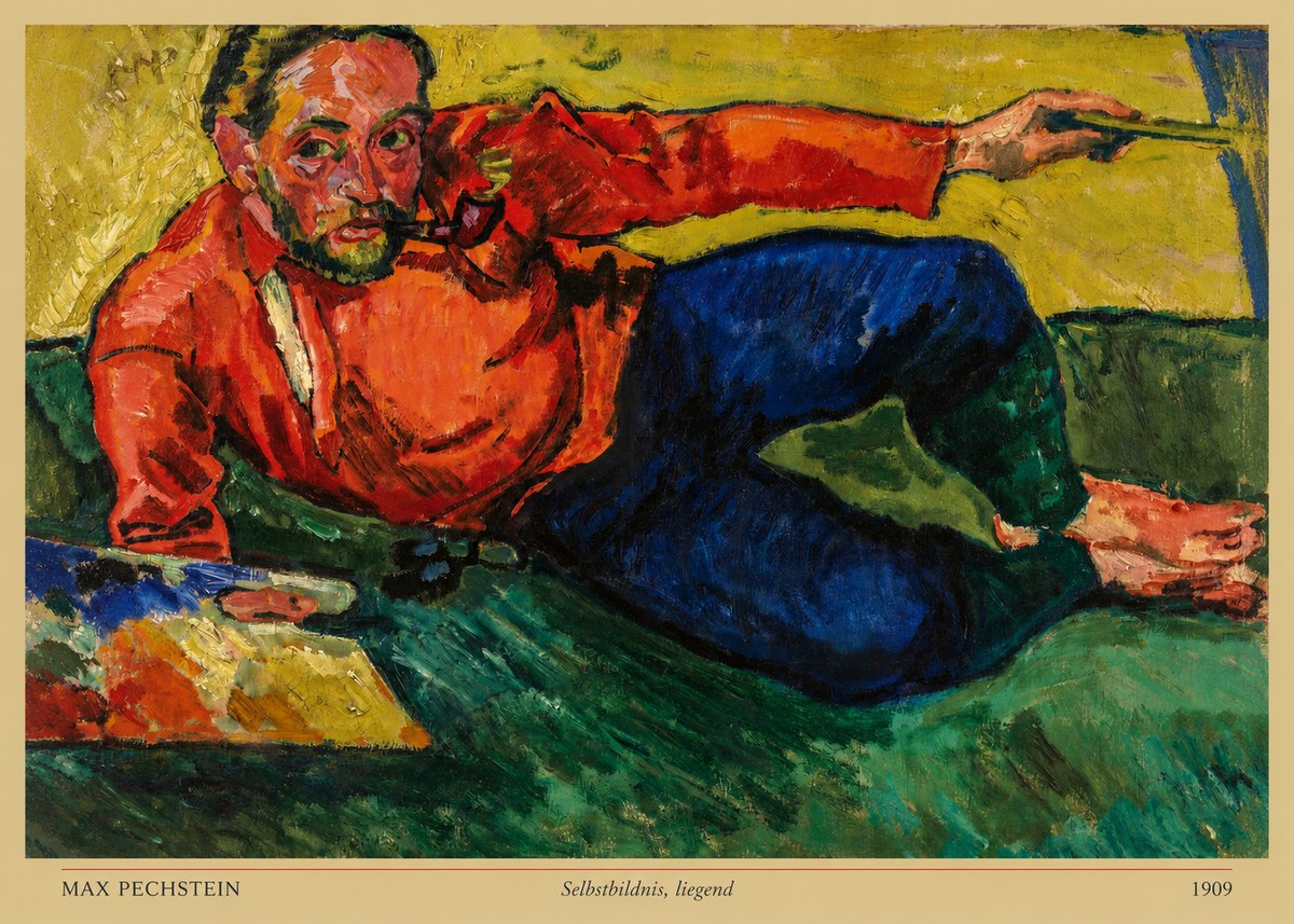 Max Pechstein Selbstbildnis, Liegend No4 - Juliste