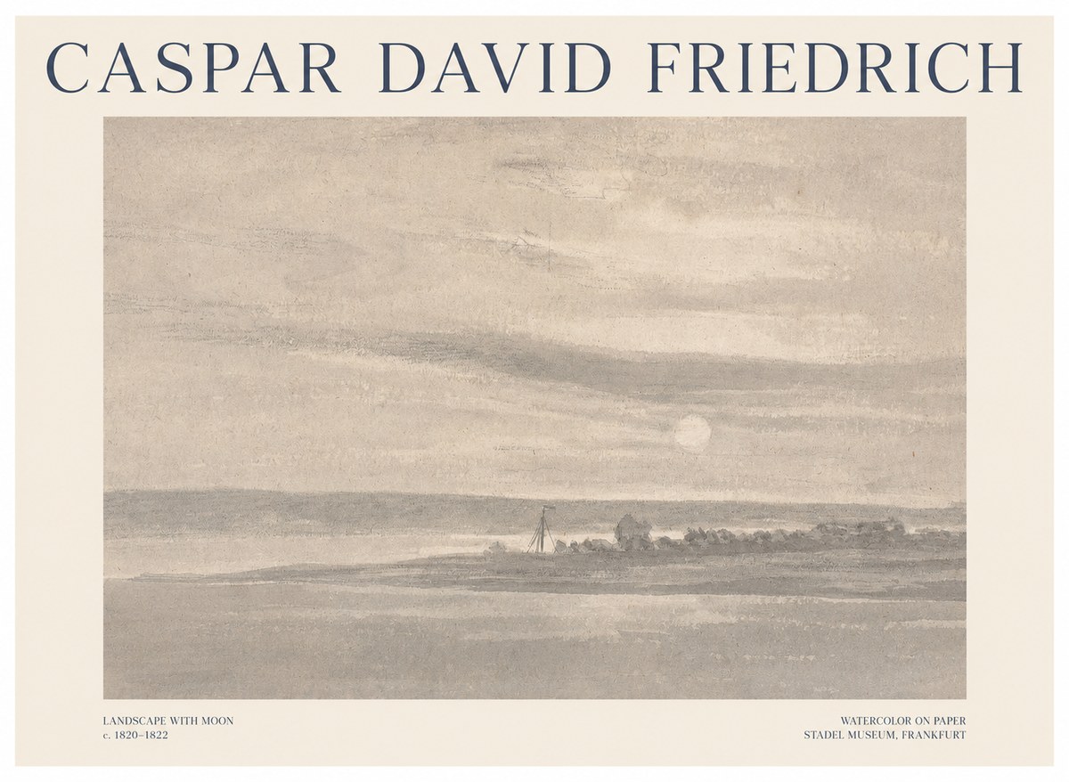 Caspar David Friedrich Landscape with Moon No1 - Juliste