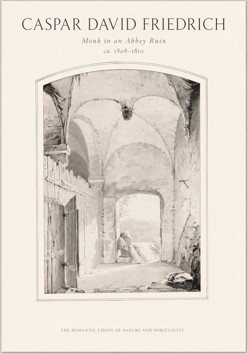 Caspar David Friedrich Monk in an Abbey Ruin No1 - Juliste