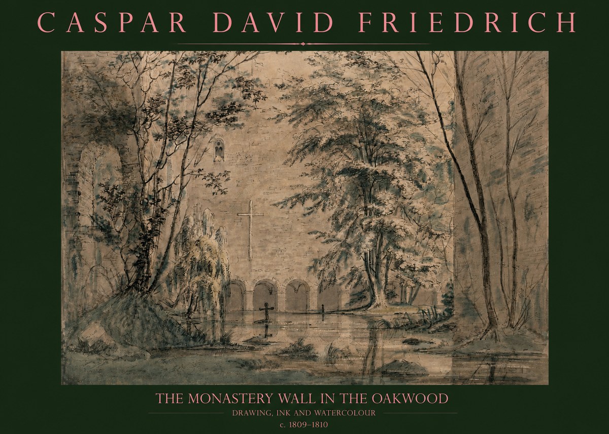 Caspar David Friedrich The Monastery Wall in the Oakwood No2 - Juliste