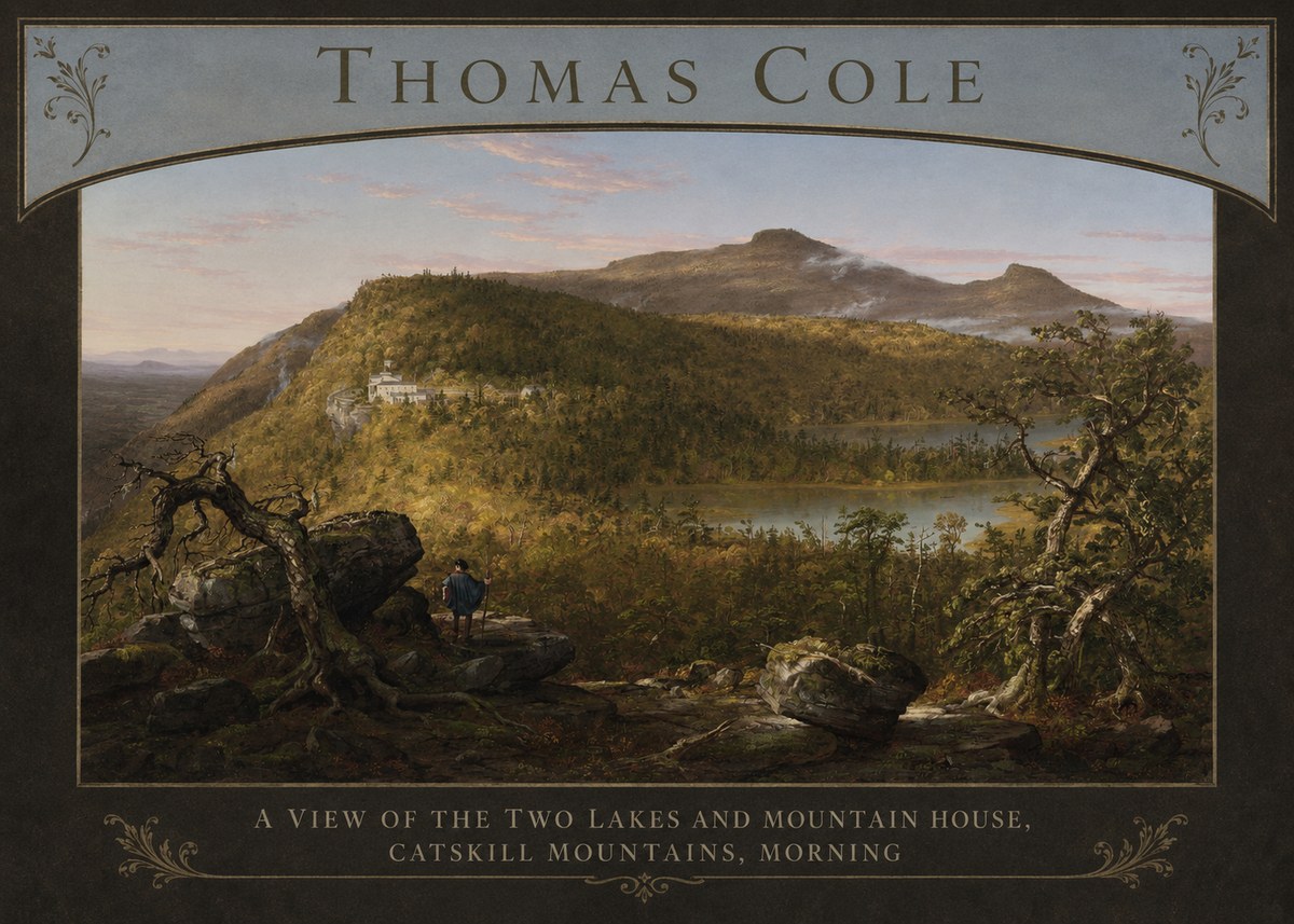 Thomas Cole A View of the Two Lakes and Mountain House, Catskill Mountains, Morning No5 - Juliste