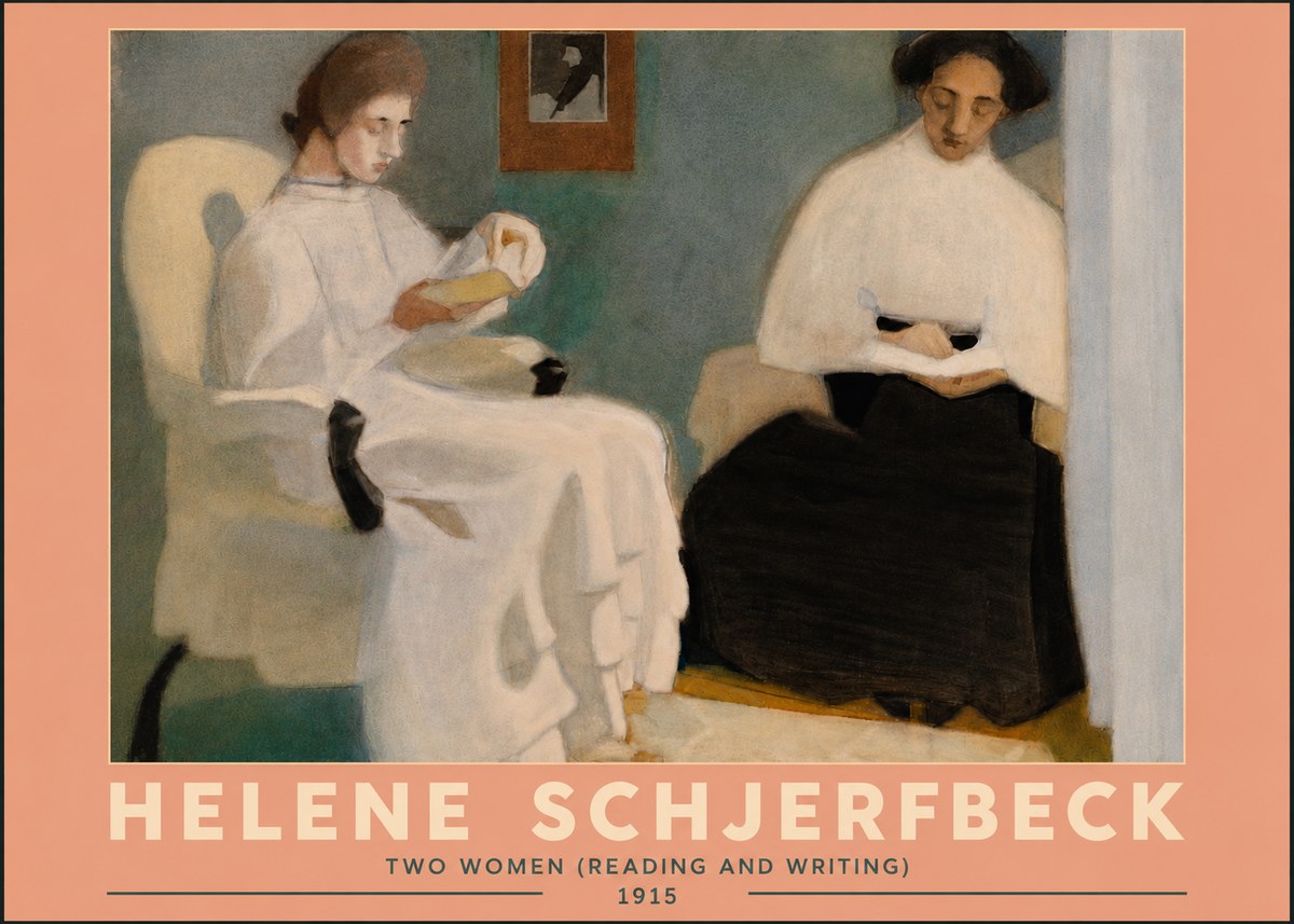 Helene Schjerfbeck Two Women (Reading and Writing) No5 - Juliste