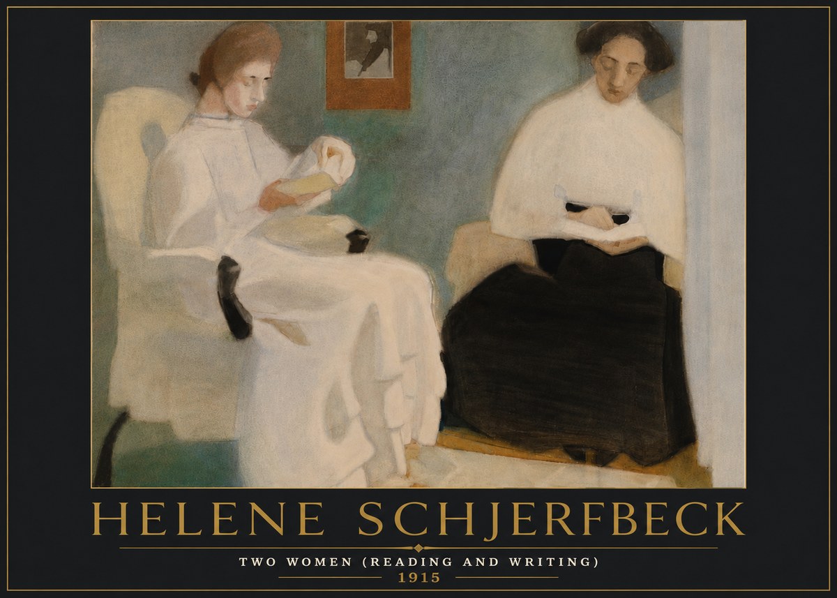 Helene Schjerfbeck Two Women (Reading and Writing) No6 - Juliste