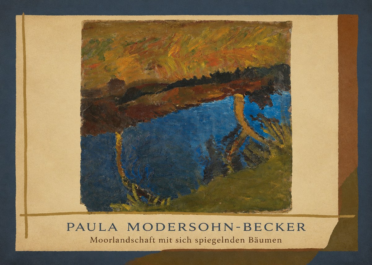 Paula Modersohn-Becker Moorlandschaft Mit Sich Spiegelnden Bäumen No1 - Juliste