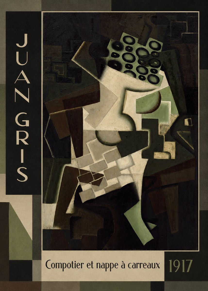 Juan Gris Compotier Et Nappe À Carreaux No1 - Juliste