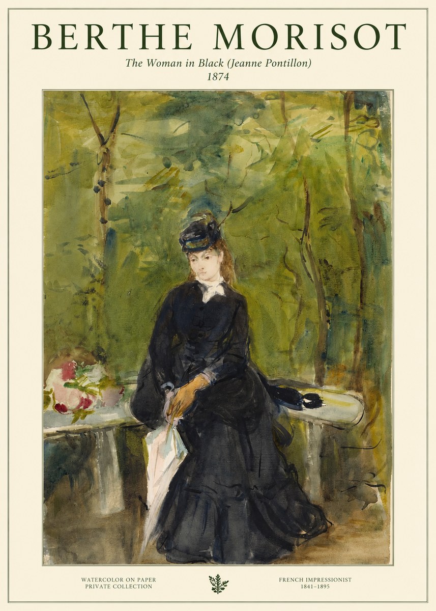 Berthe Morisot The Woman in Black (Jeanne Pontillon) No1 - Juliste