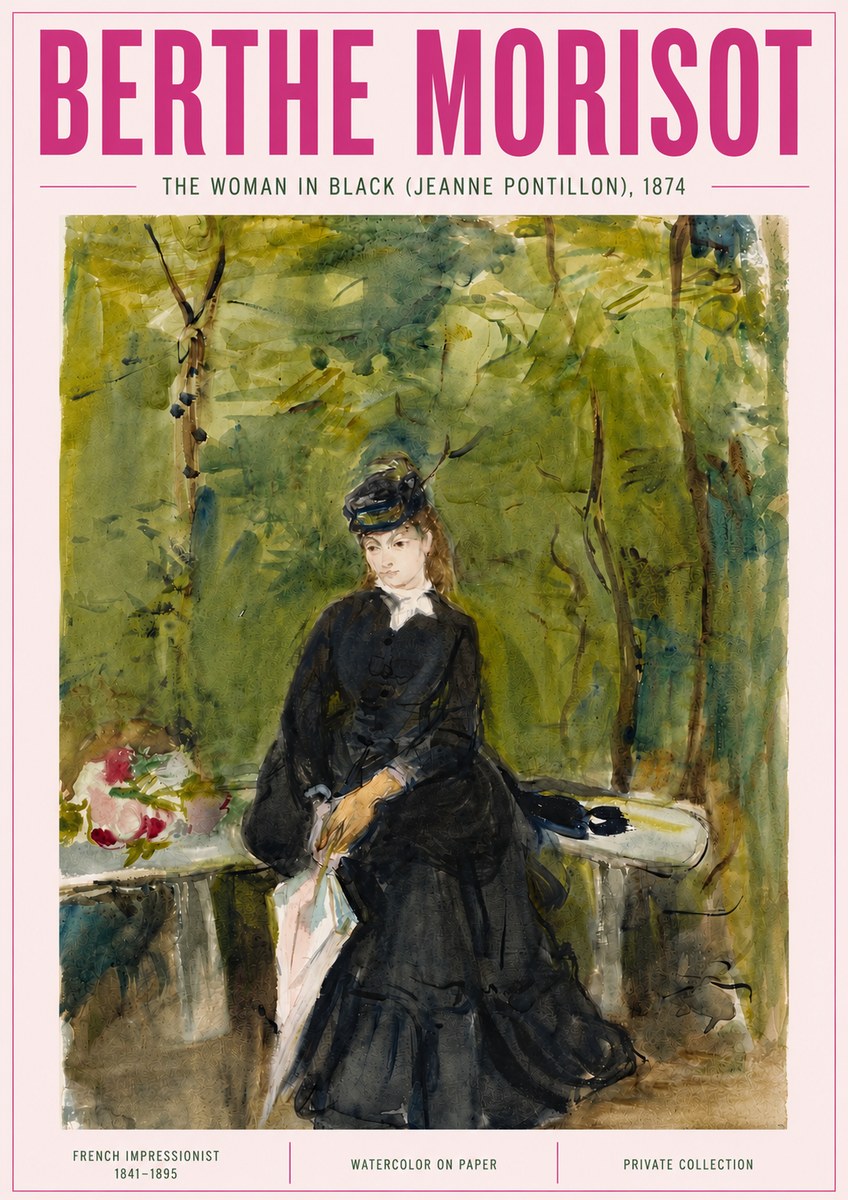 Berthe Morisot The Woman in Black (Jeanne Pontillon) No5 - Juliste